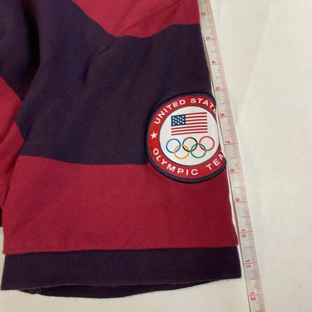 Nike Men’s Rugby Polo Striped Burgundy And Plum US Olympic Team Patch Swoosh‎ XL